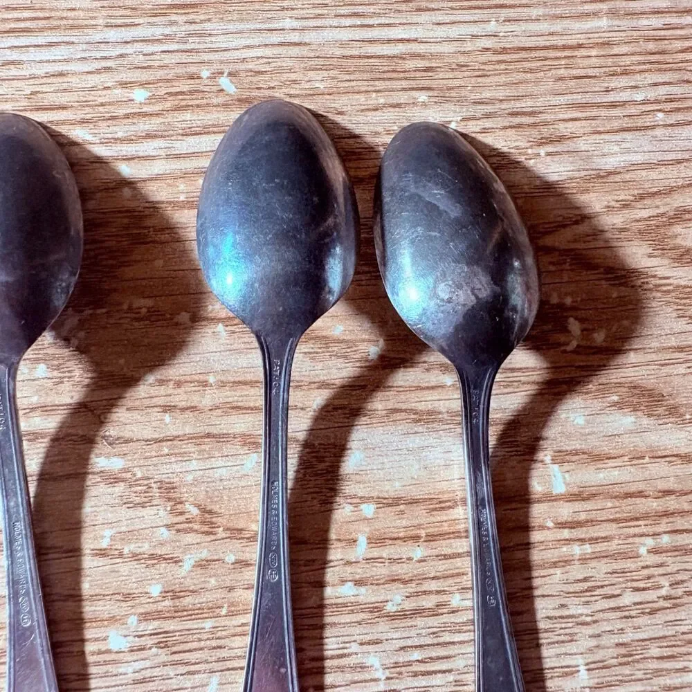 Vintage Teaspoon Lot Of 5 Tarnished A P On The Bottom Of Stem